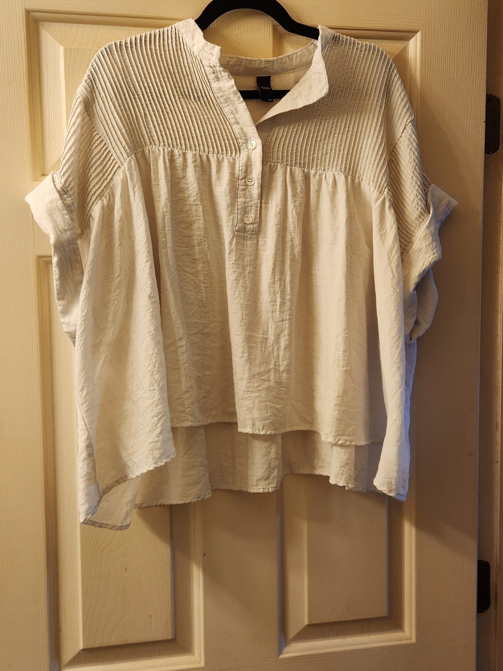 Cider Cream Textured Pintuck Button-Front Tunic